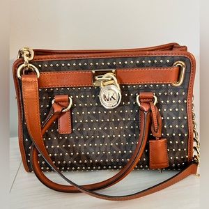 Michael Kors Hamilton Studded brown Tote Like New